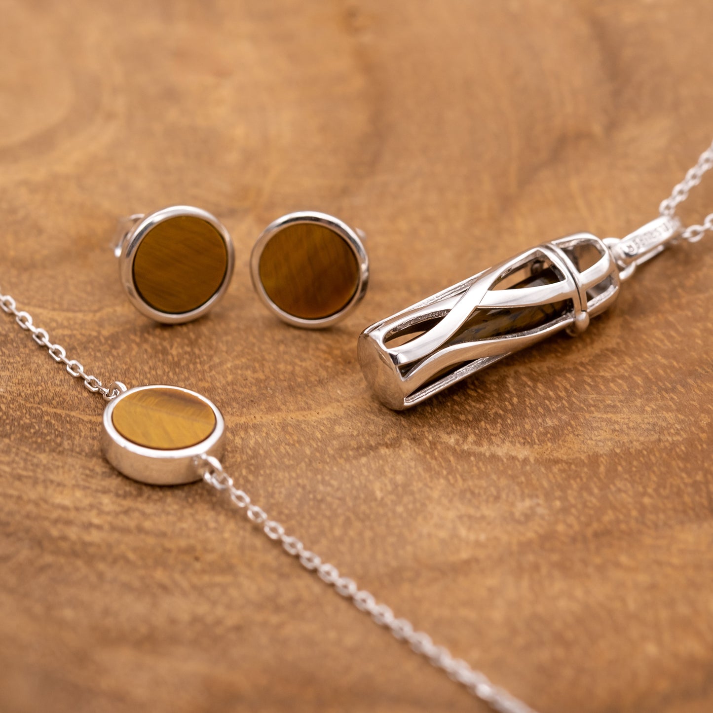 Armband 925er Silber mit Kraftstein Tigerauge