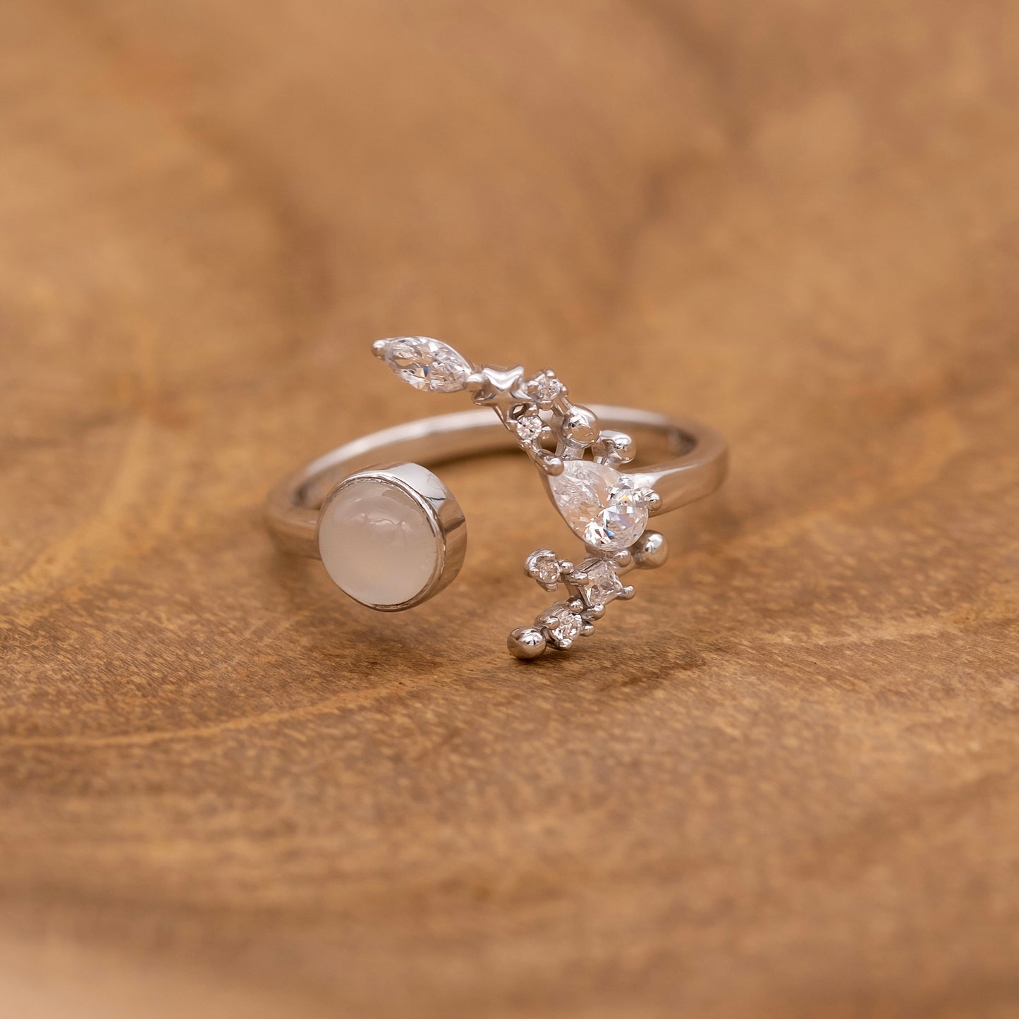 Engelsrufer women's ring silver open with moonstone and zirconia