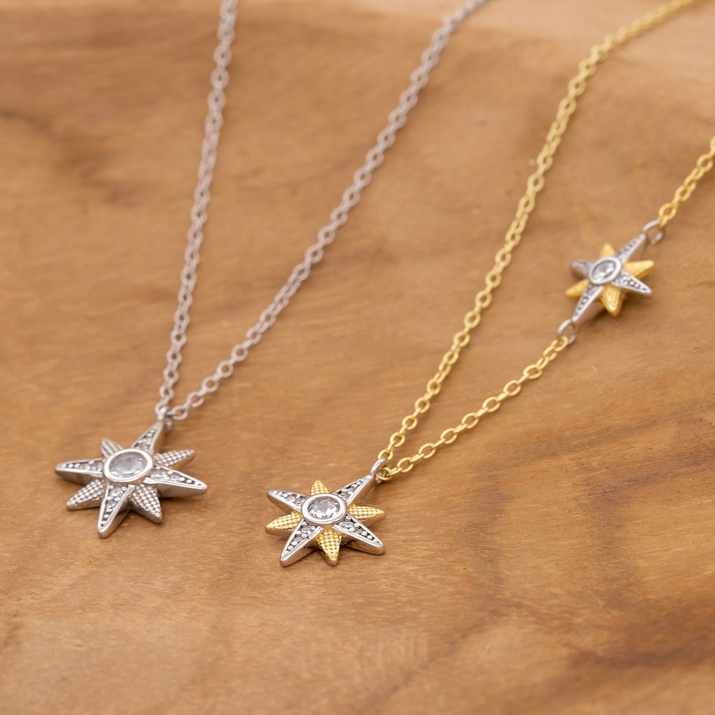 Necklace 925 silver stars with zirconia
