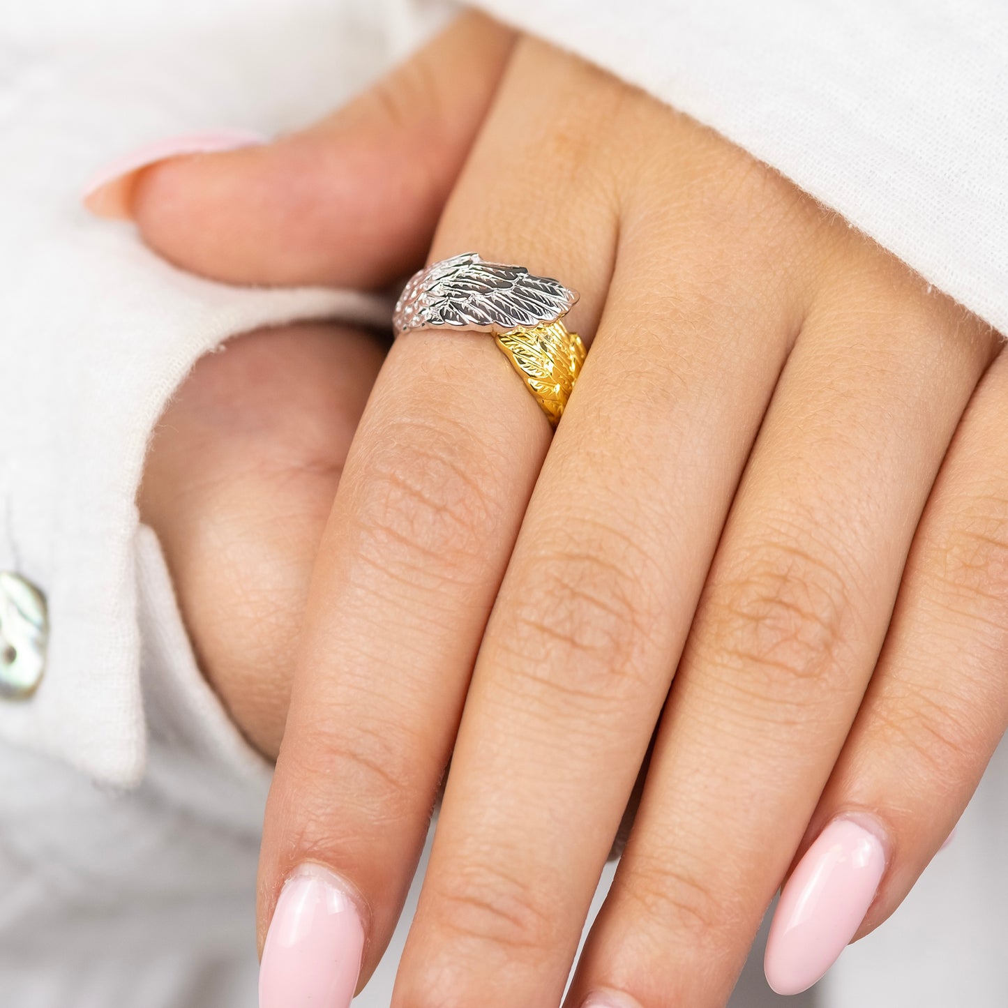 Ring 925er Silber Flügel Bicolor Größenverstellbarer