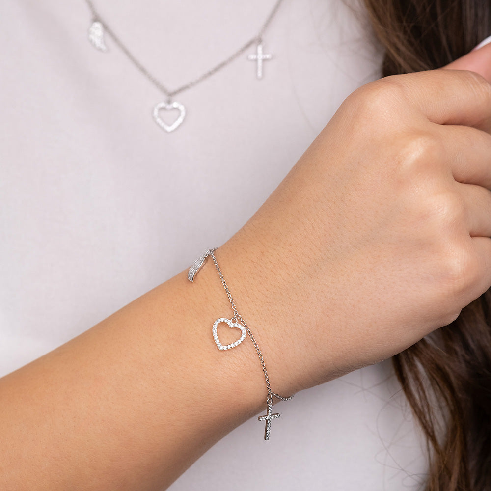 Bracelet Faith, Love and Hope silver with Zirconia