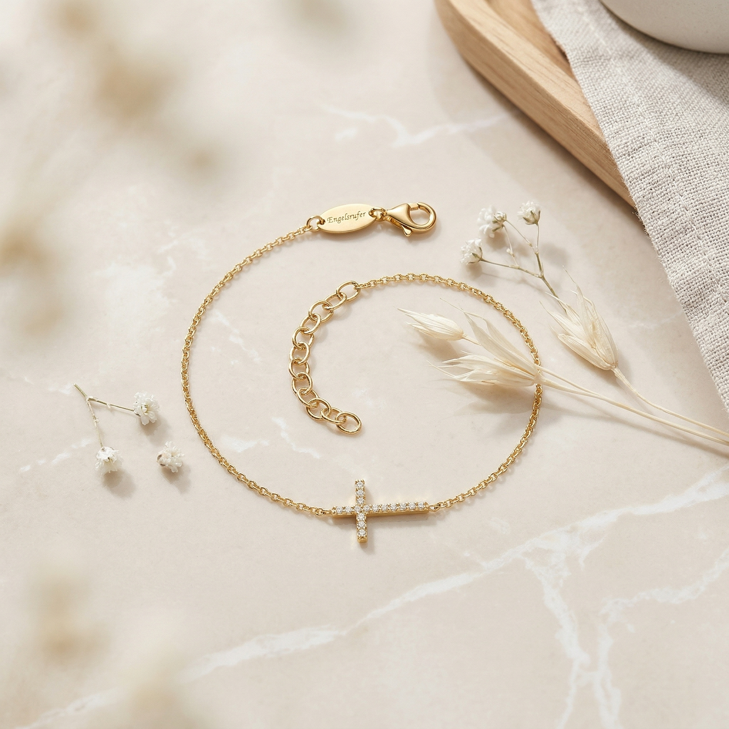Armband 925er Silber Kreuz Gold mit Zirkonia
