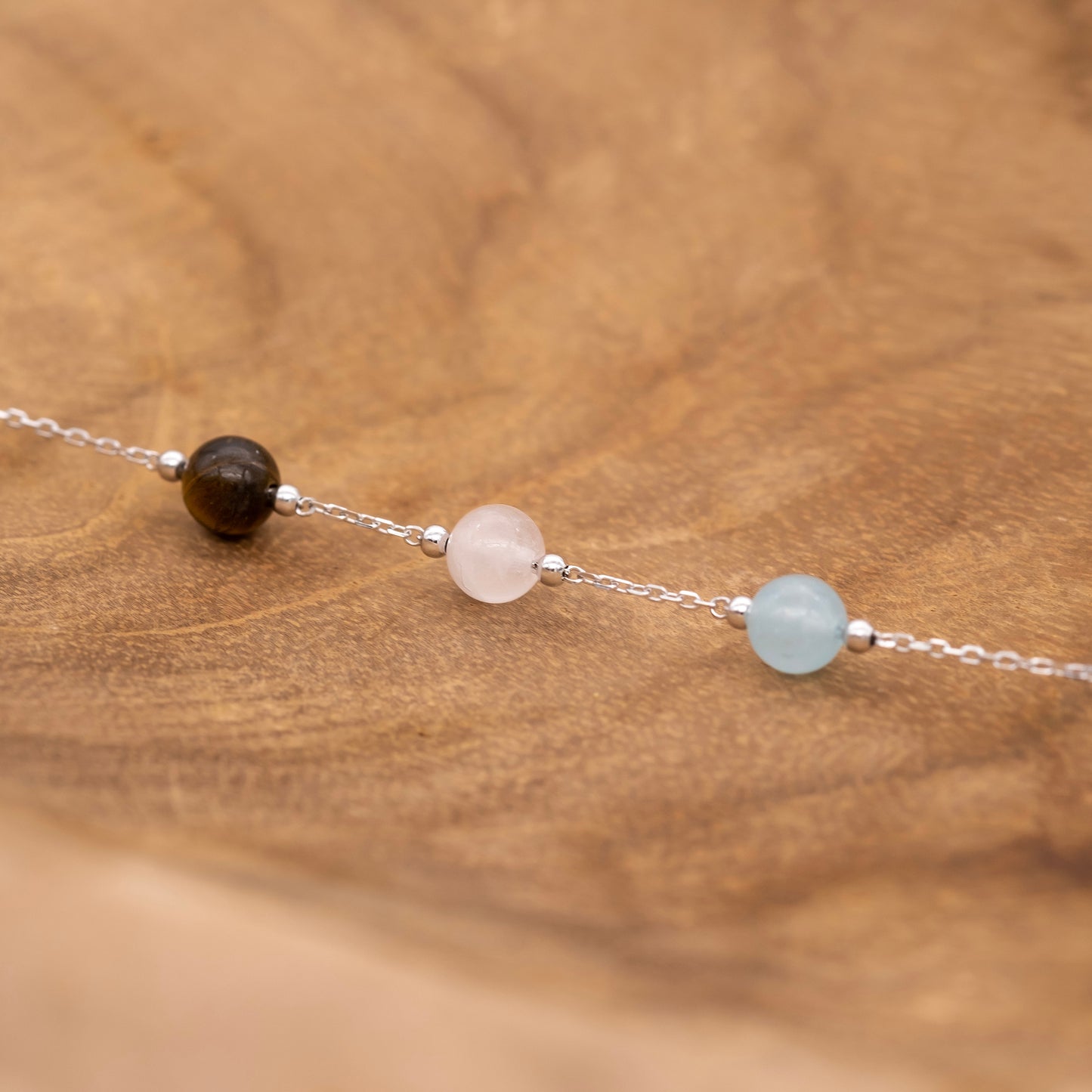 Engelsrufer women's bracelet silver with stones tiger eye, rose quartz, blue agate powerful stone