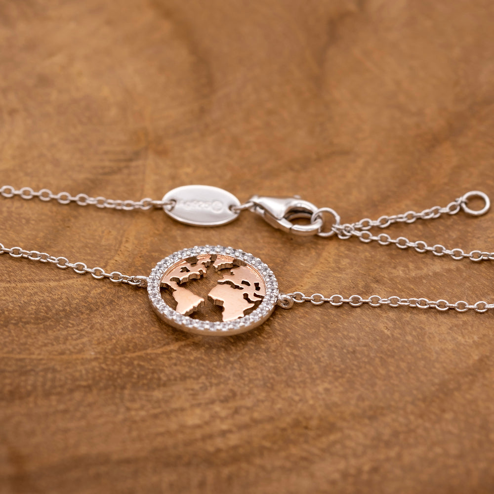 Engelsrufer women's bracelet silver and rose gold world with zirconia stones