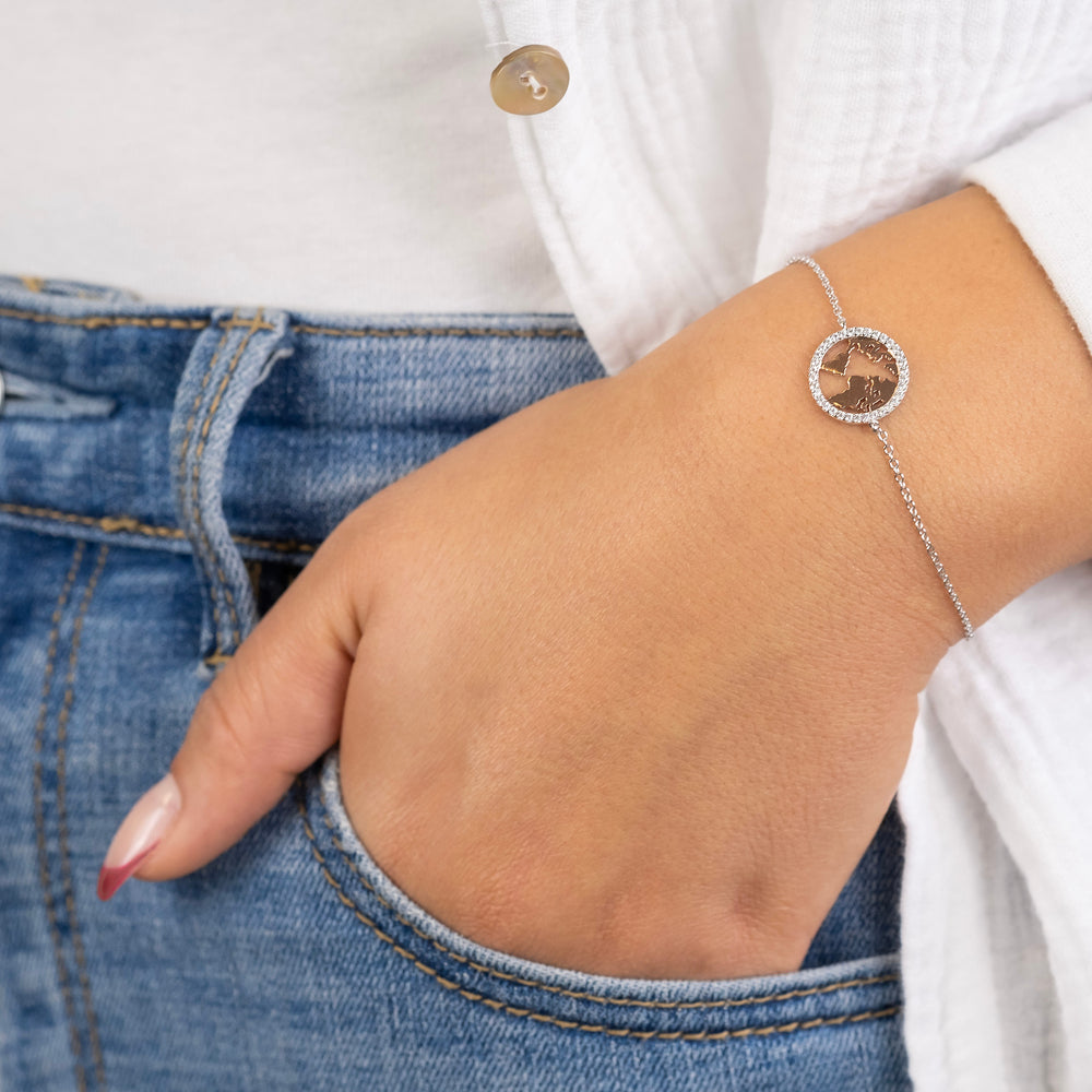 Engelsrufer women's bracelet silver and rose gold world with zirconia stones