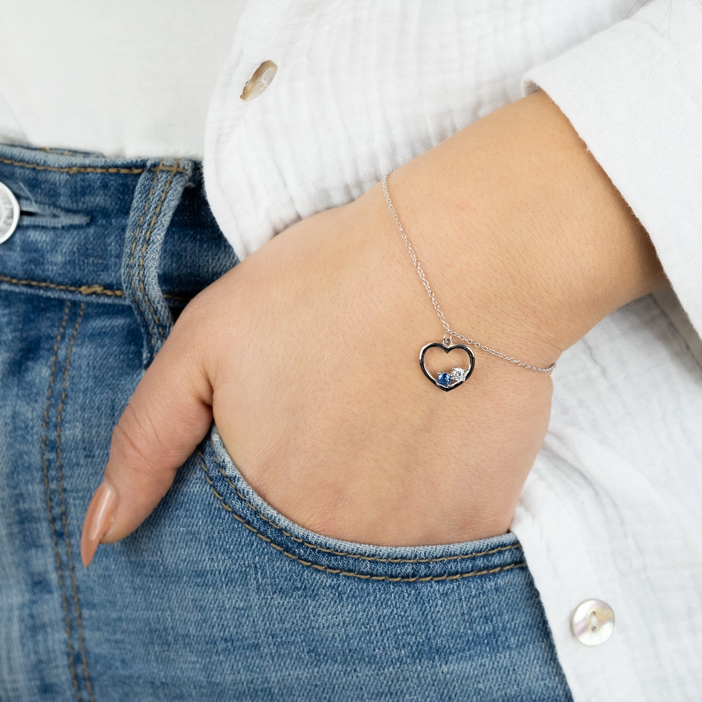 Bracelet Yin Yang Heart Silver with Zirconia