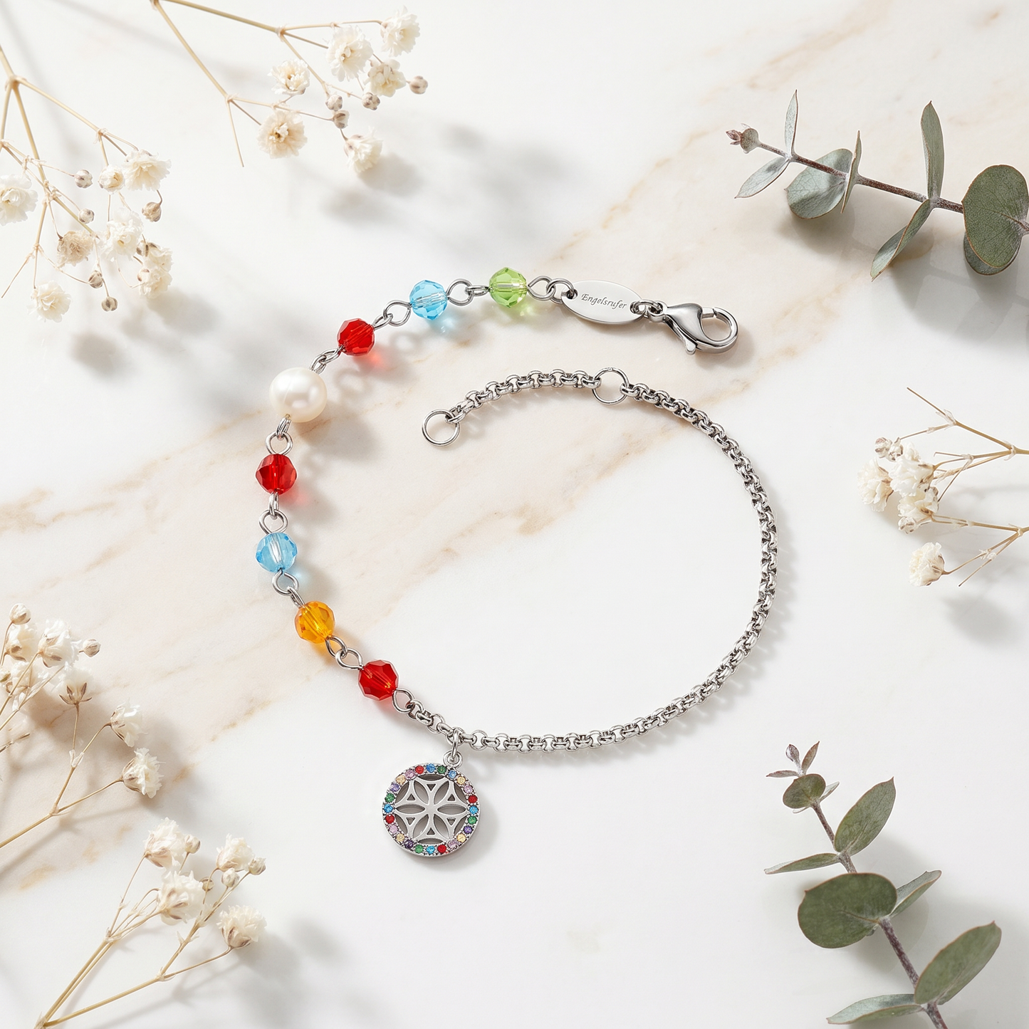 Engelsrufer Duo 2 in 1: Bracelet anklet BOHO flower of life multicolor