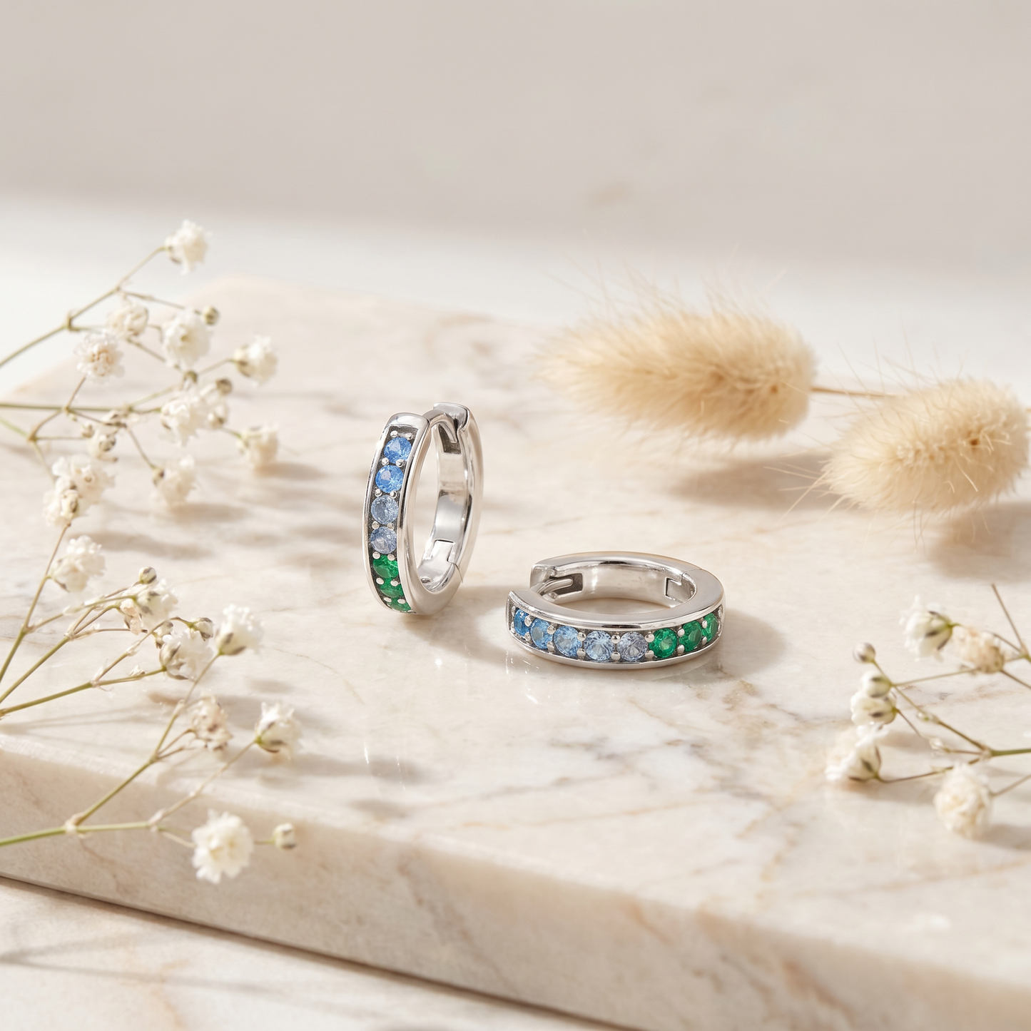 Hoop earrings 925 silver rainbow with zirconia multicolor