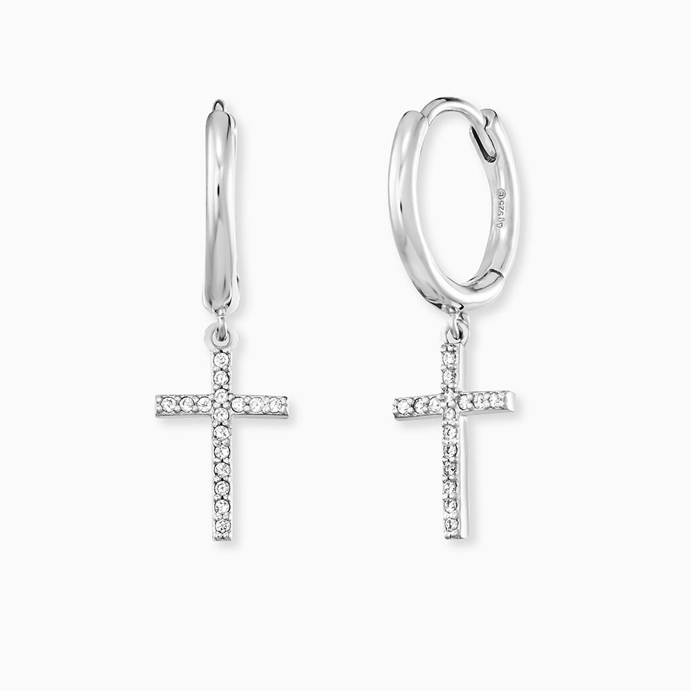 Creole 925er Silber Kreuz mit Zirkonia
