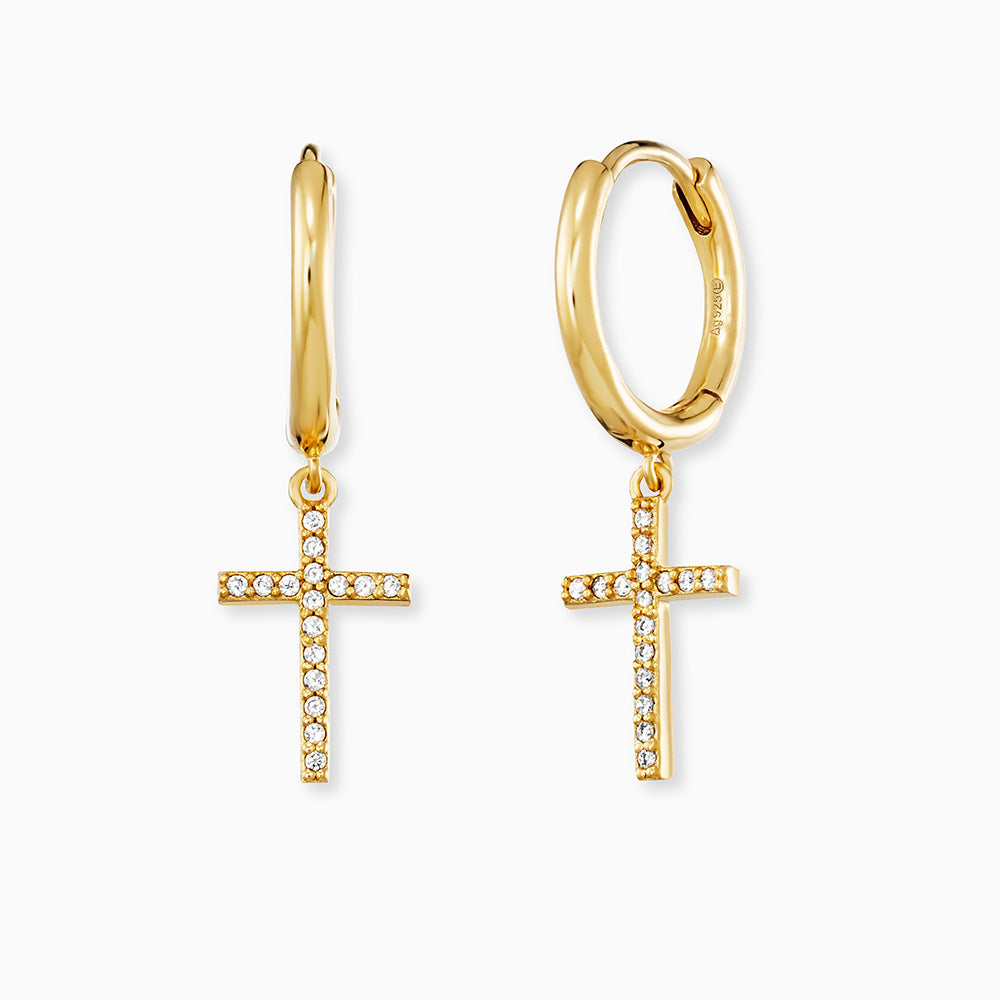 Hoops Cross gold with Zirconia
