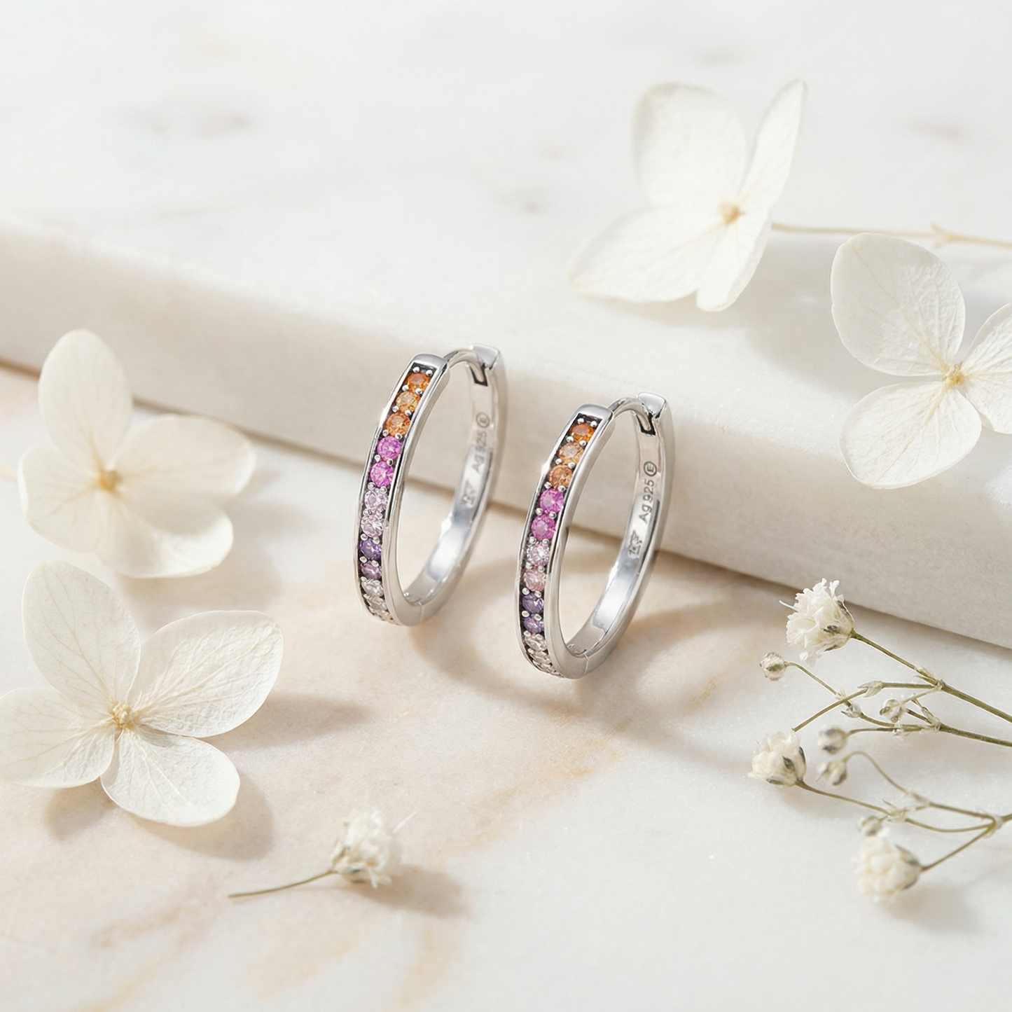 Engelsrufer Creole silver rainbow with zirconia multicolor