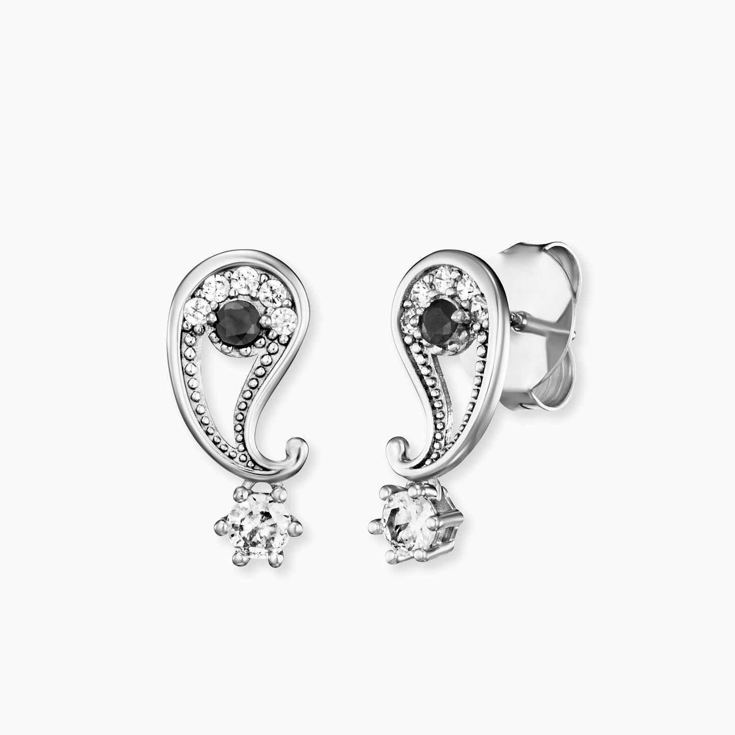 Silver stud earrings with zirconia