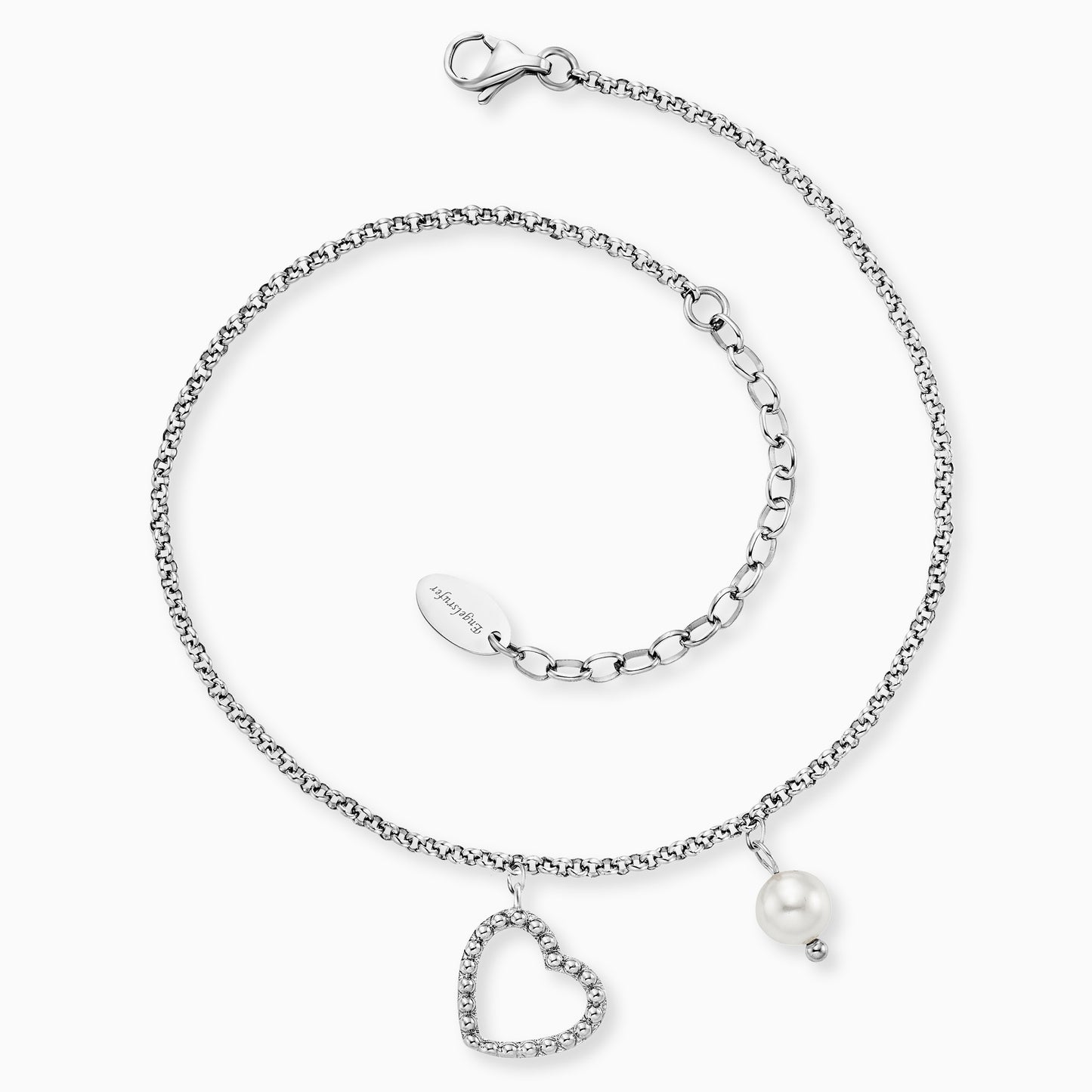Anklet Heart Stainless Steel with Pearl