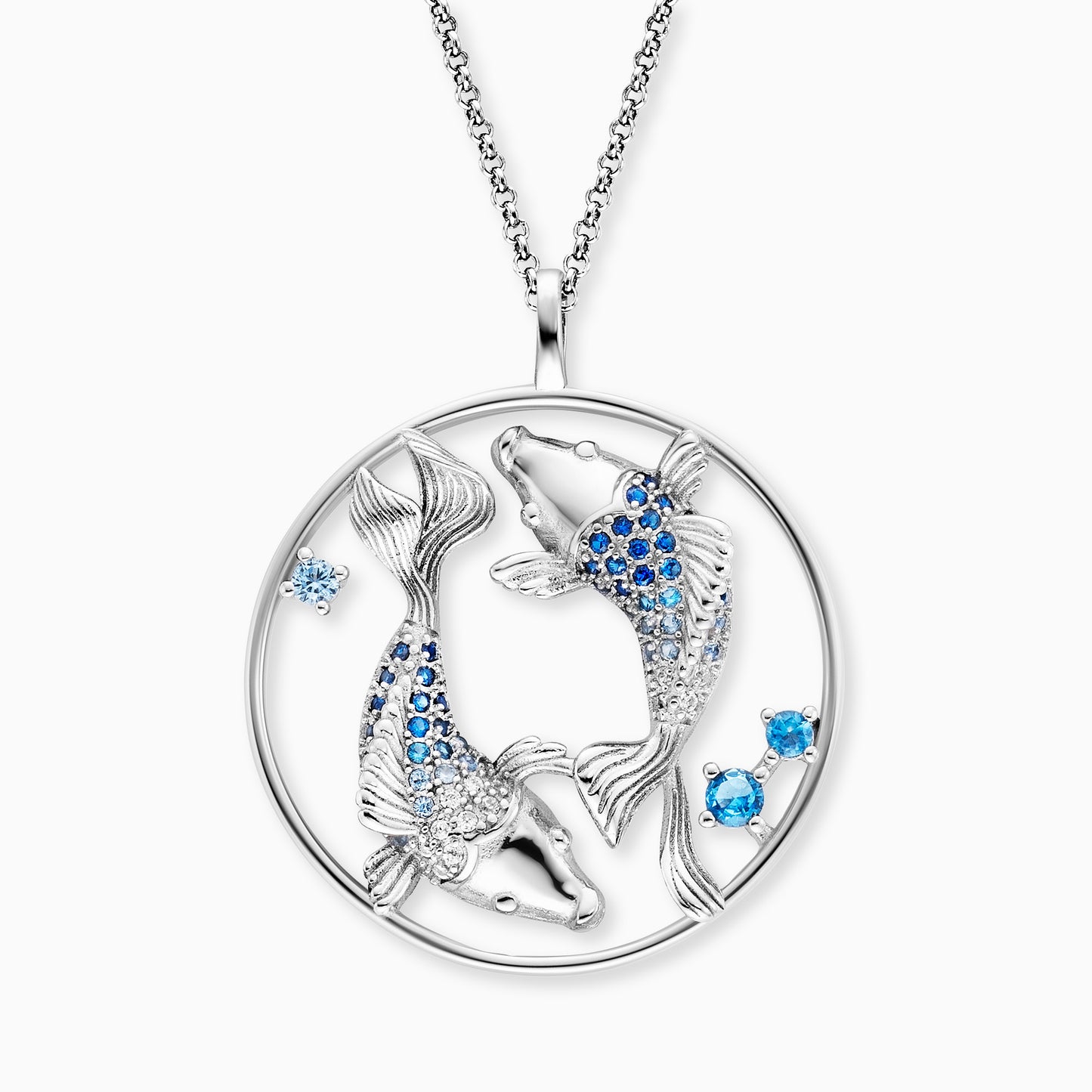 Halskette 925er Silber Yin Yang Fische mit Zirkonia