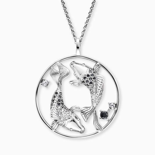 Kette Yin Yang Fische Silber mit Zirkonia Multicolor