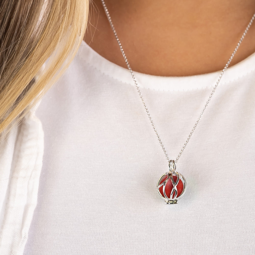 Engelsrufer silver women's necklace with interchangeable red jasper