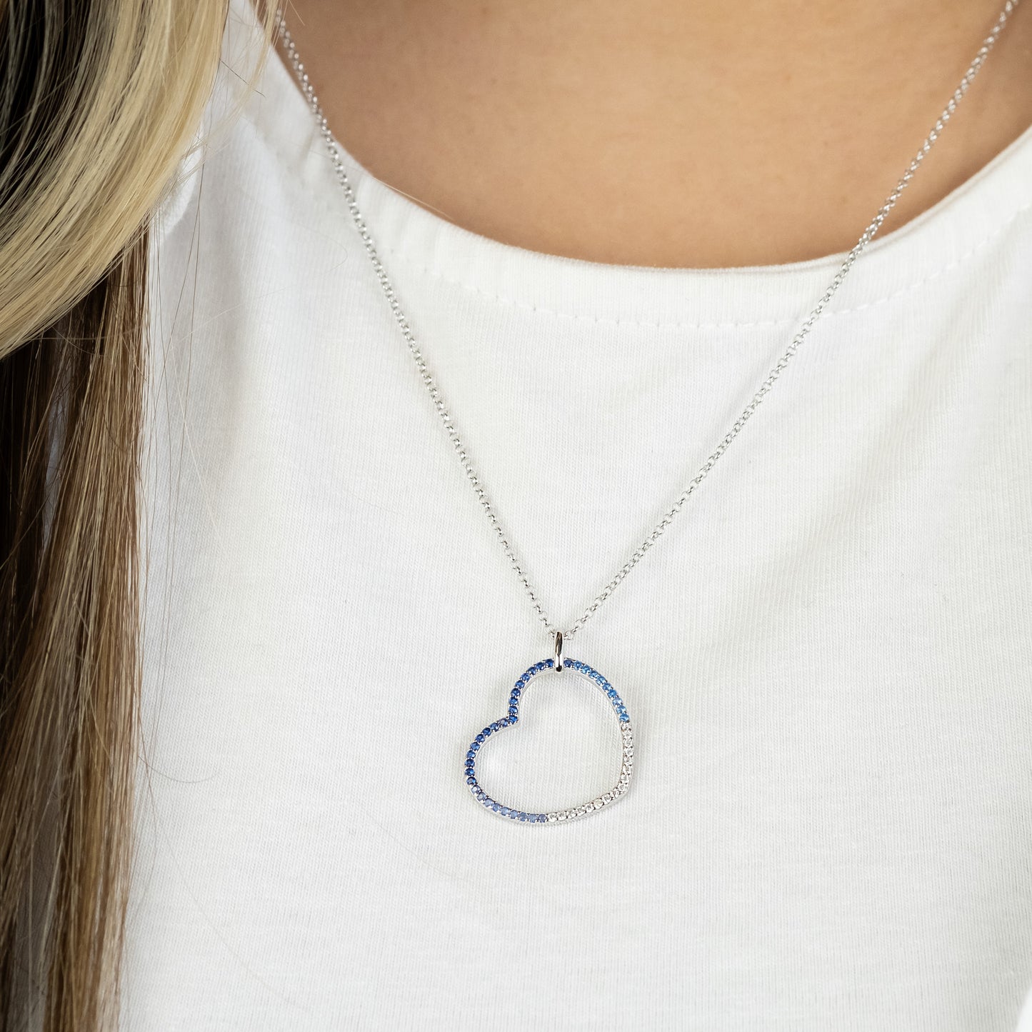 Necklace Heart Ocean Silver with Zirconia