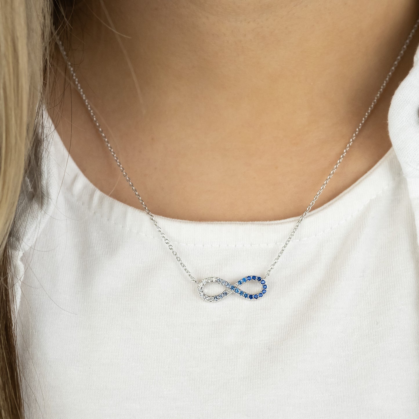 Infinity Silver Necklace with Zirconia