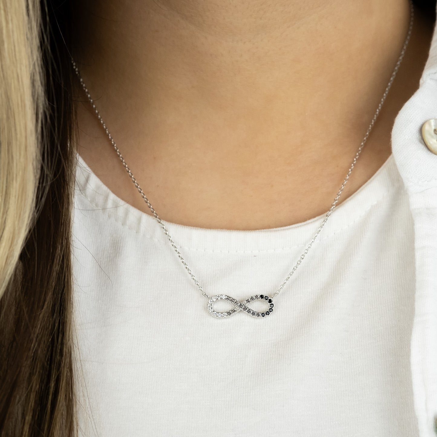 Infinity Silver Necklace with Zirconia