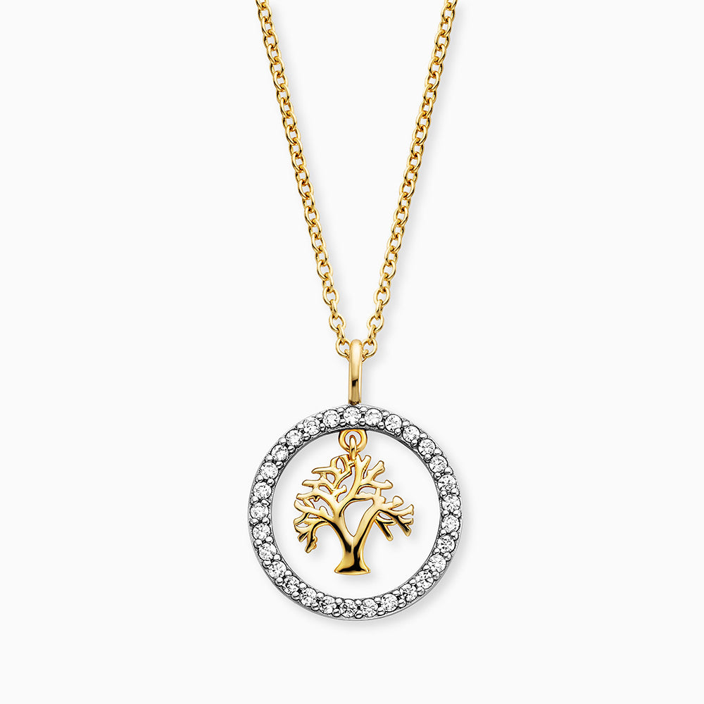 Necklace Tree of Life Bicolor with Zirconia