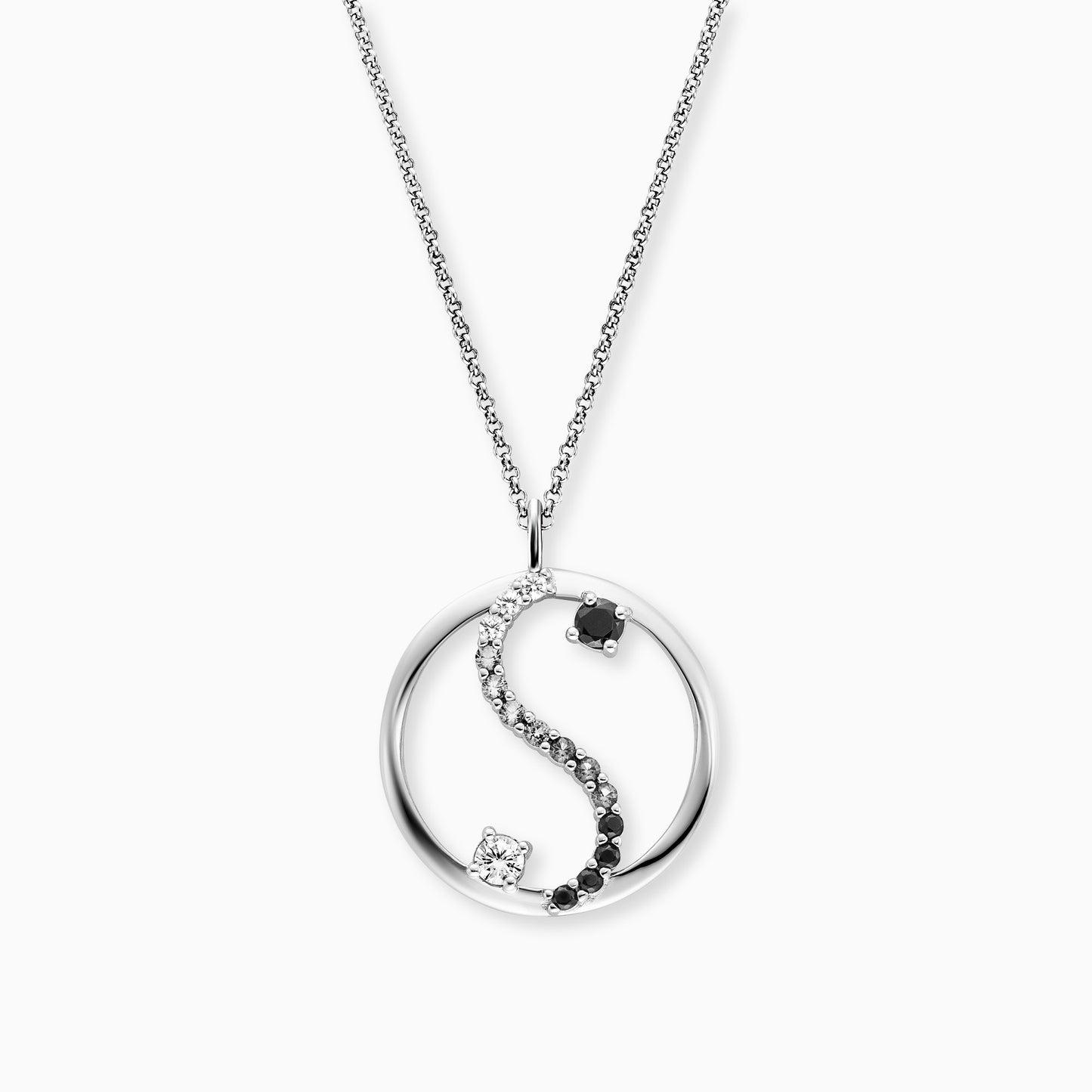 Halskette 925er Silber Yin Yang mit Zirkonia Multicolor
