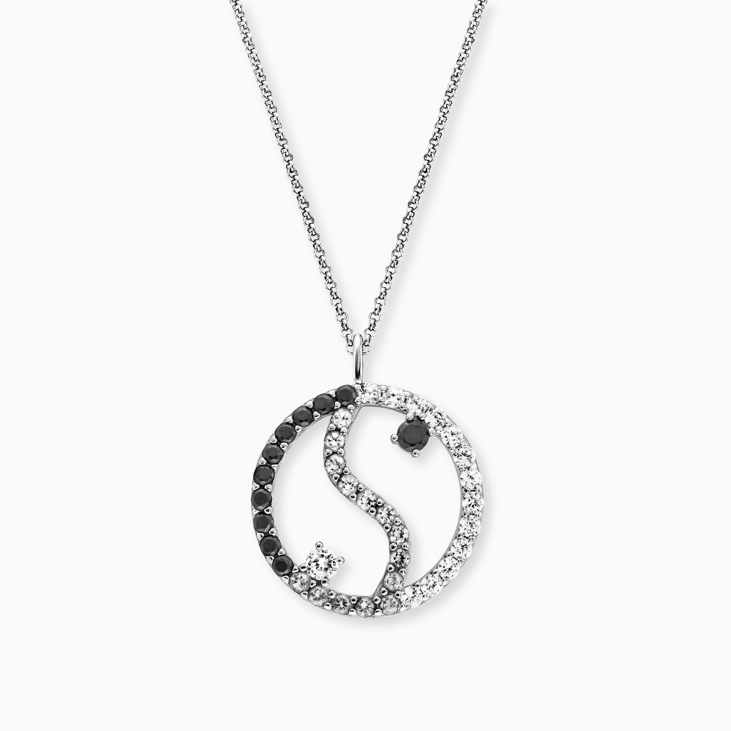 Halskette 925er Silber Yin Yang mit Zirkonia Multicolor