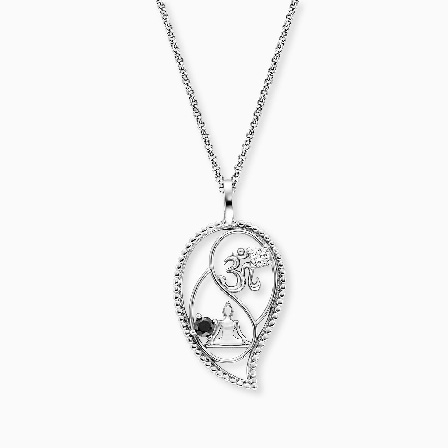 Halskette 925er Silber Yin Yang Tropfen mit Zirkonia