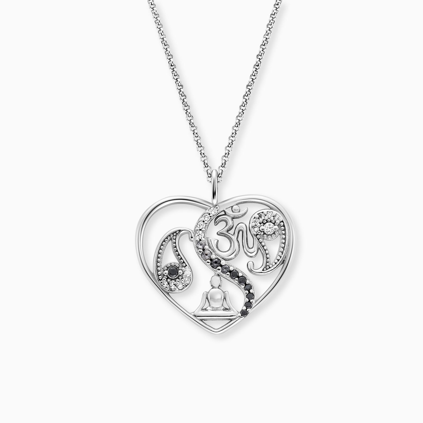 Halskette 925er Silber Yin Yang Herz mit Zirkonia