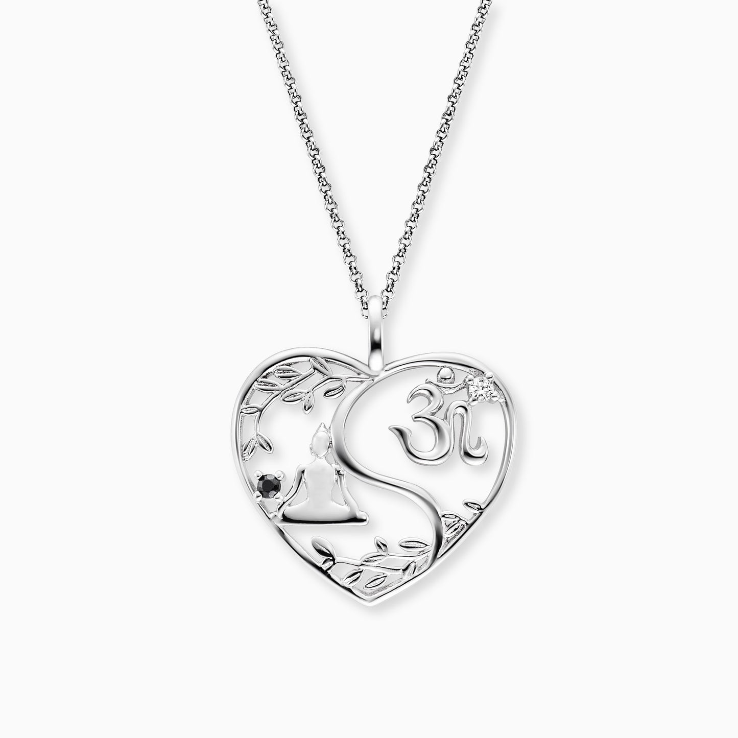 Halskette 925er Silber Yin Yang Herz mit Zirkonia