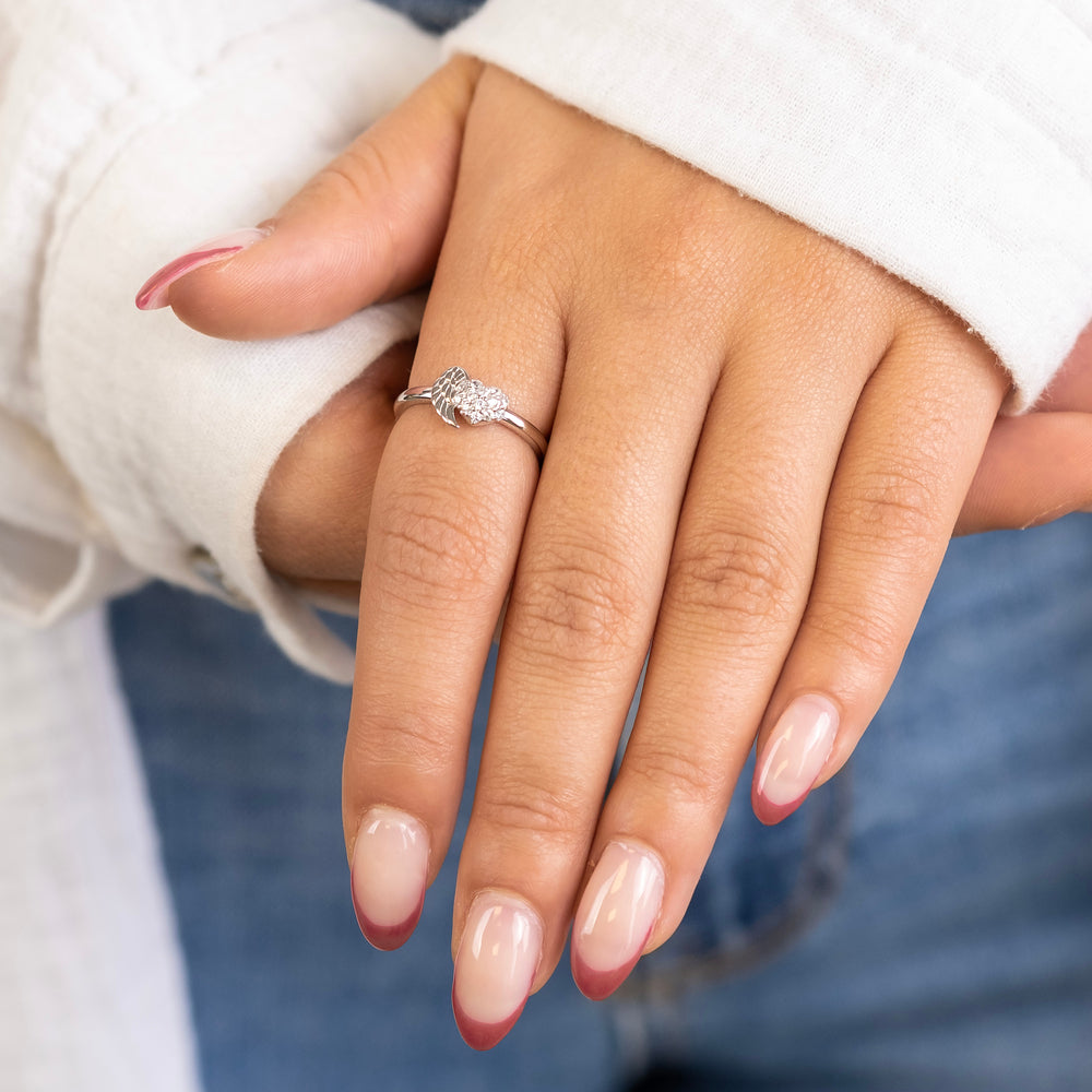 Ring 925er Silber Herzflügel mit Zirkonia