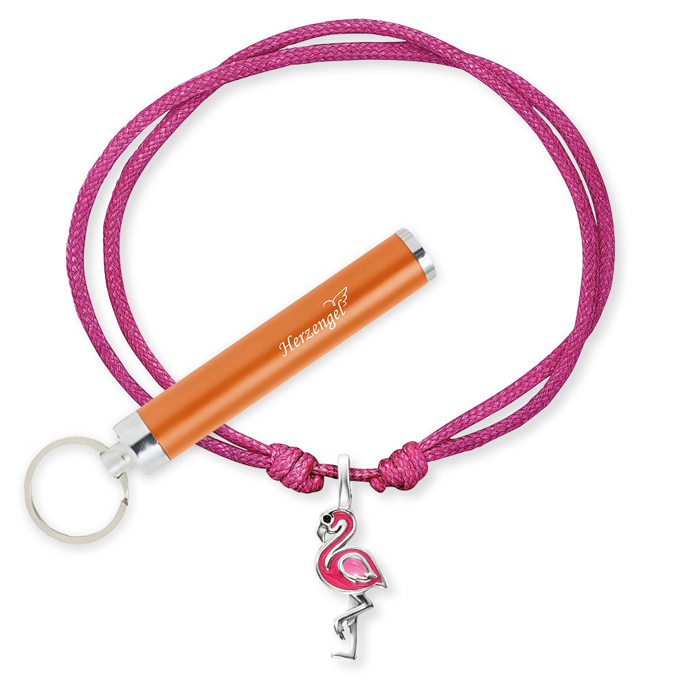 Engelsrufer girls children's bracelet pink nylon with flamingo pendant
