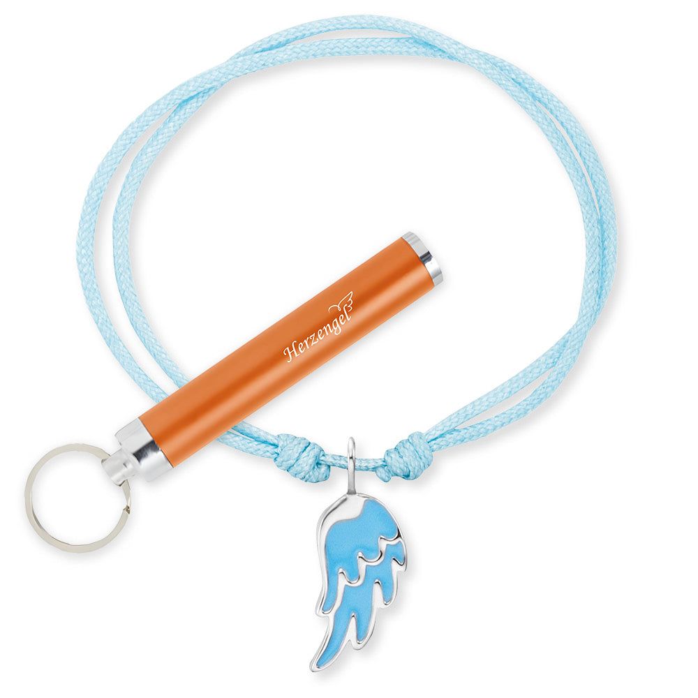 Engelsrufer girls children's bracelet light blue nylon with blue wing pendant
