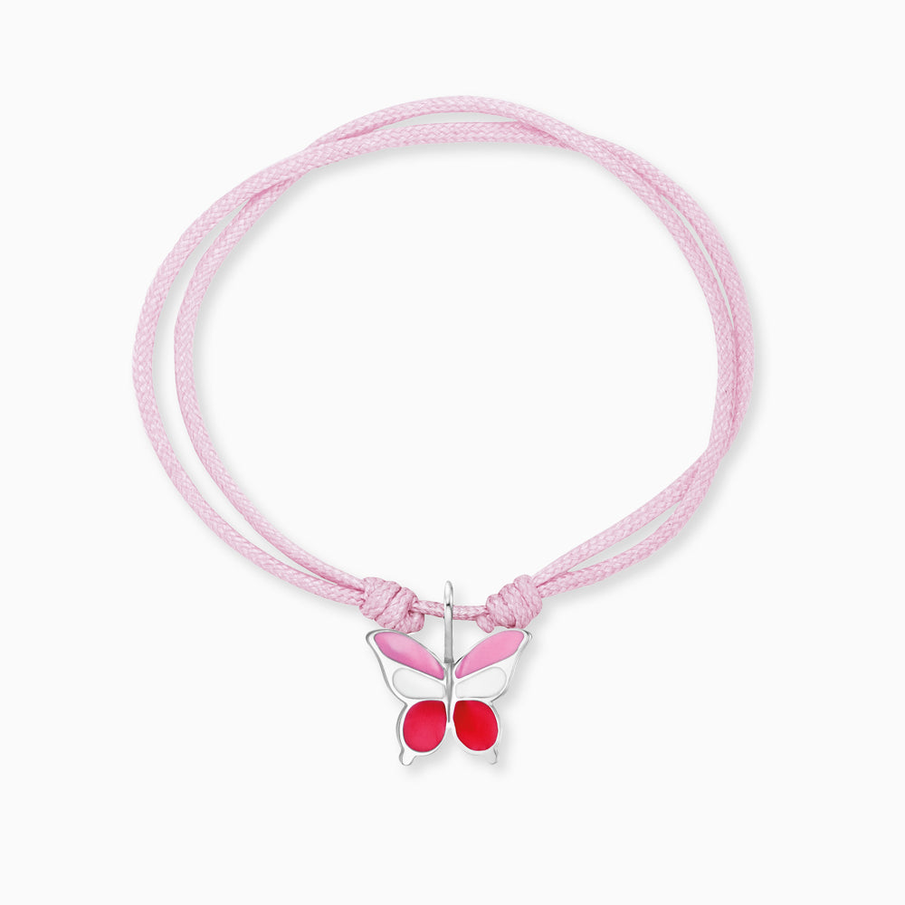 Engelsrufer girls children's bracelet pink nylon with pink butterfly