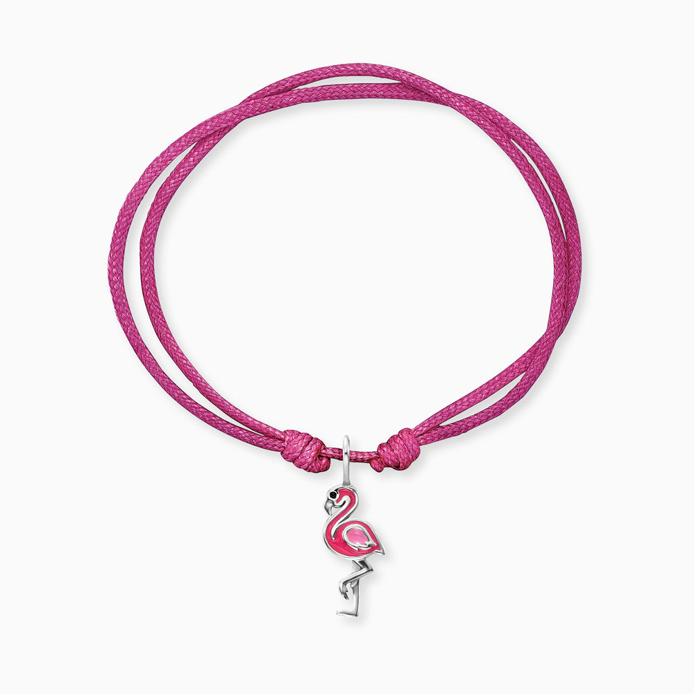 Engelsrufer girls children's bracelet pink nylon with flamingo pendant