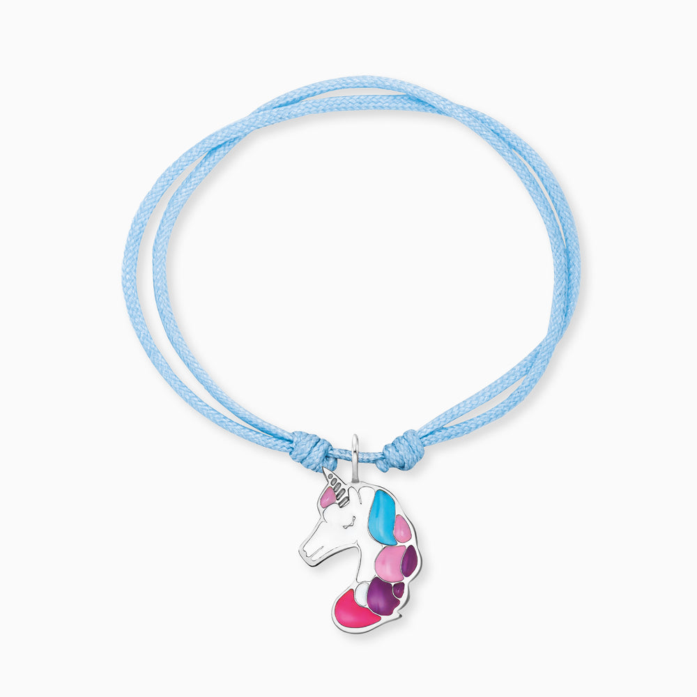 Engelsrufer girls children's bracelet pink nylon with colored unicorn pendant