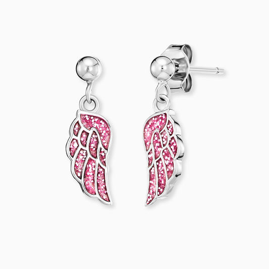 Kinder Ohrstecker Edelstahl Glitzerflügel mit Emaille