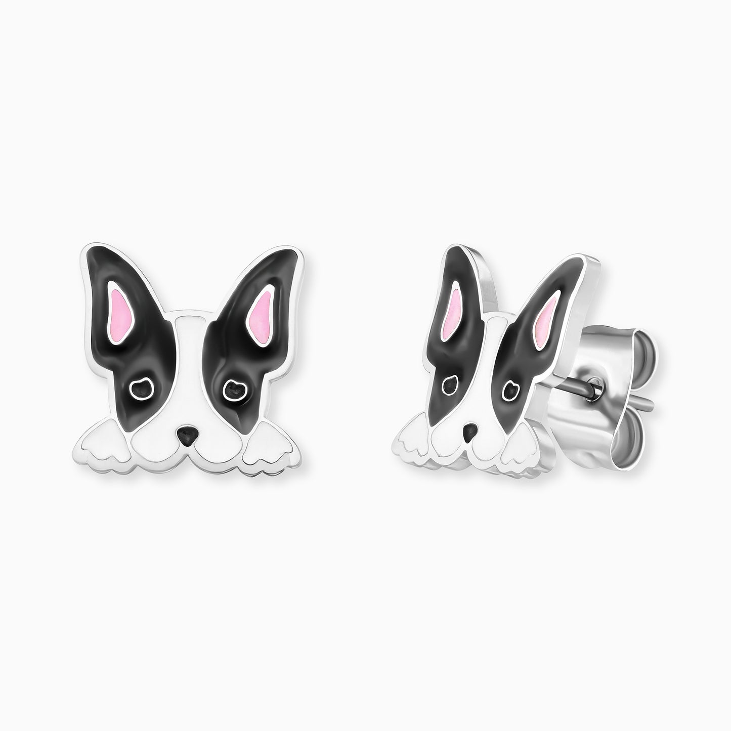 Kinder Ohrstecker Edelstahl Hund mit Emaille