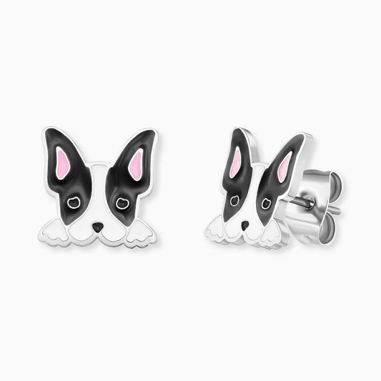 Kinder Ohrstecker Edelstahl Hund mit Emaille
