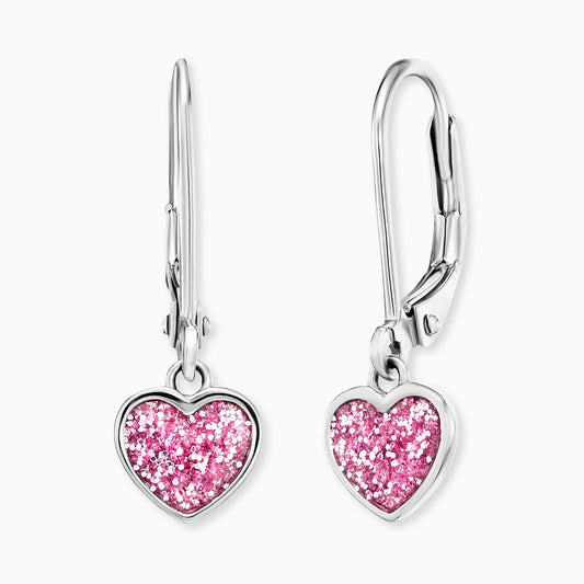 Earrings Glitter Heart silver with enamel