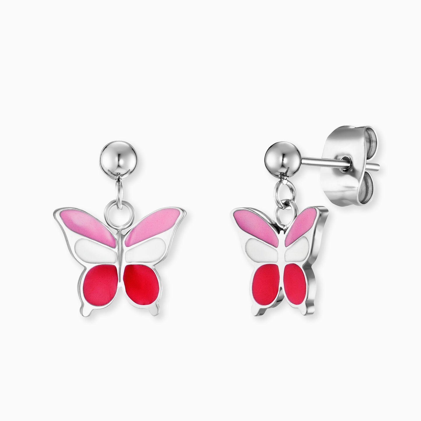 Butterfly Stud Earrings Stainless Steel with Enamel
