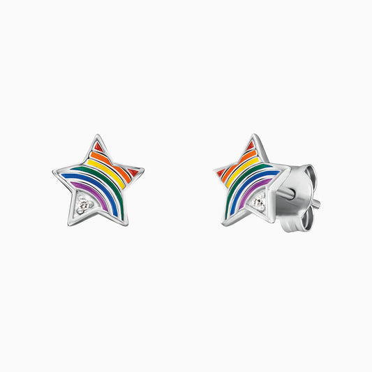 Kinder Ohrringe Edelstahl Stern Regenbogen mit Zirkonia