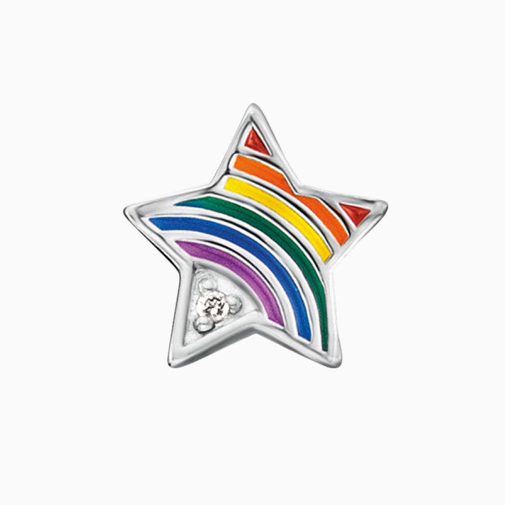 Kinder Ohrringe Edelstahl Stern Regenbogen mit Zirkonia