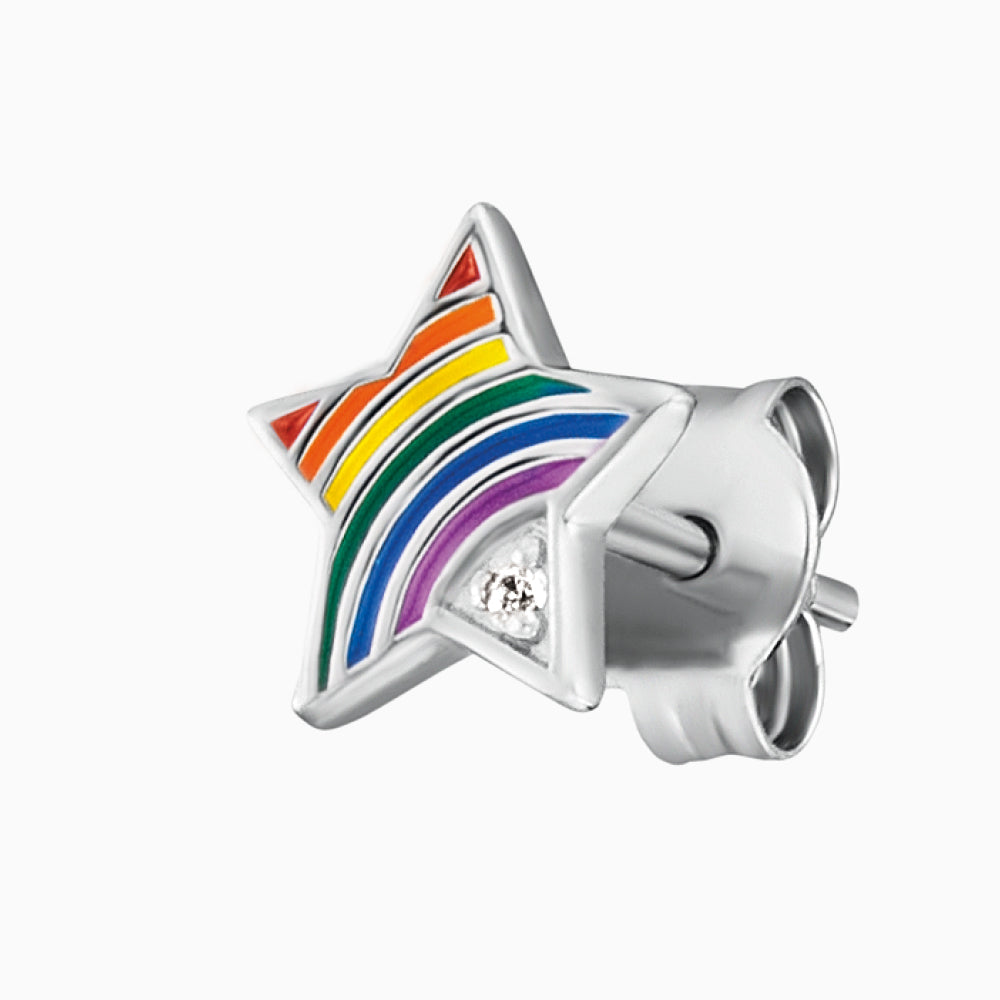 Kinder Ohrringe Edelstahl Stern Regenbogen mit Zirkonia