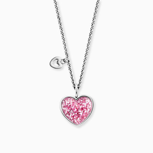 Necklace Glitter Heart silver with enamel