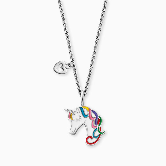 Kinder Halskette Edelstahl Einhorn mit Emaille