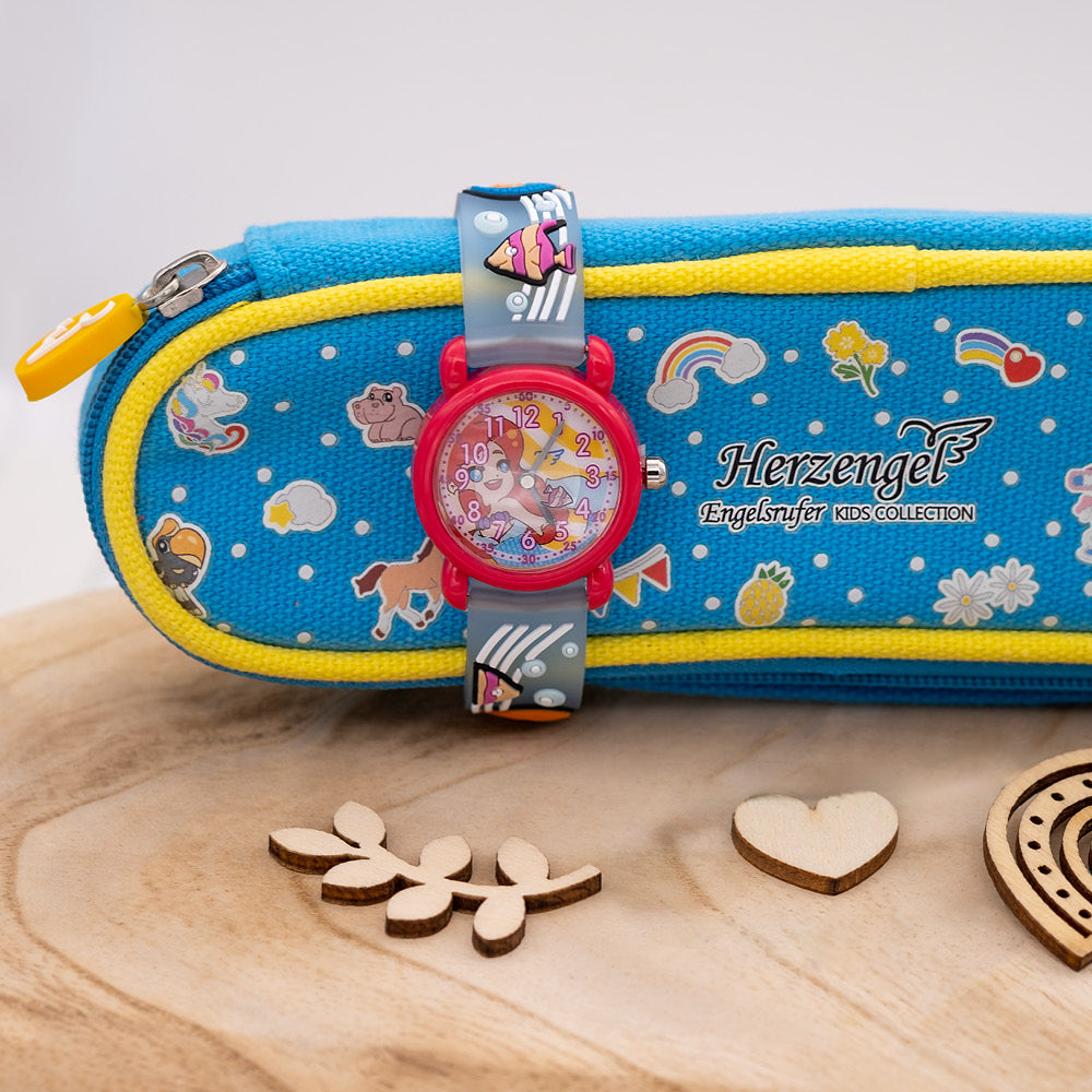 Herzengel Kinder Uhr Meerjungfrau für Mädchen inkl. Schlampermäppchen
