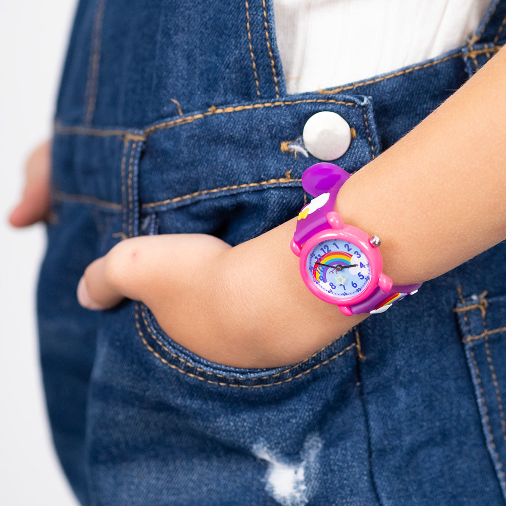 Kinder Uhr Regenbogen für Mädchen inkl. Schlampermäppchen