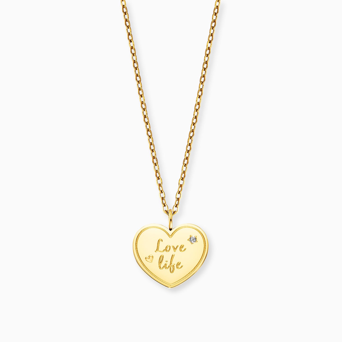 Greeting card Love with necklace stainless steel gold