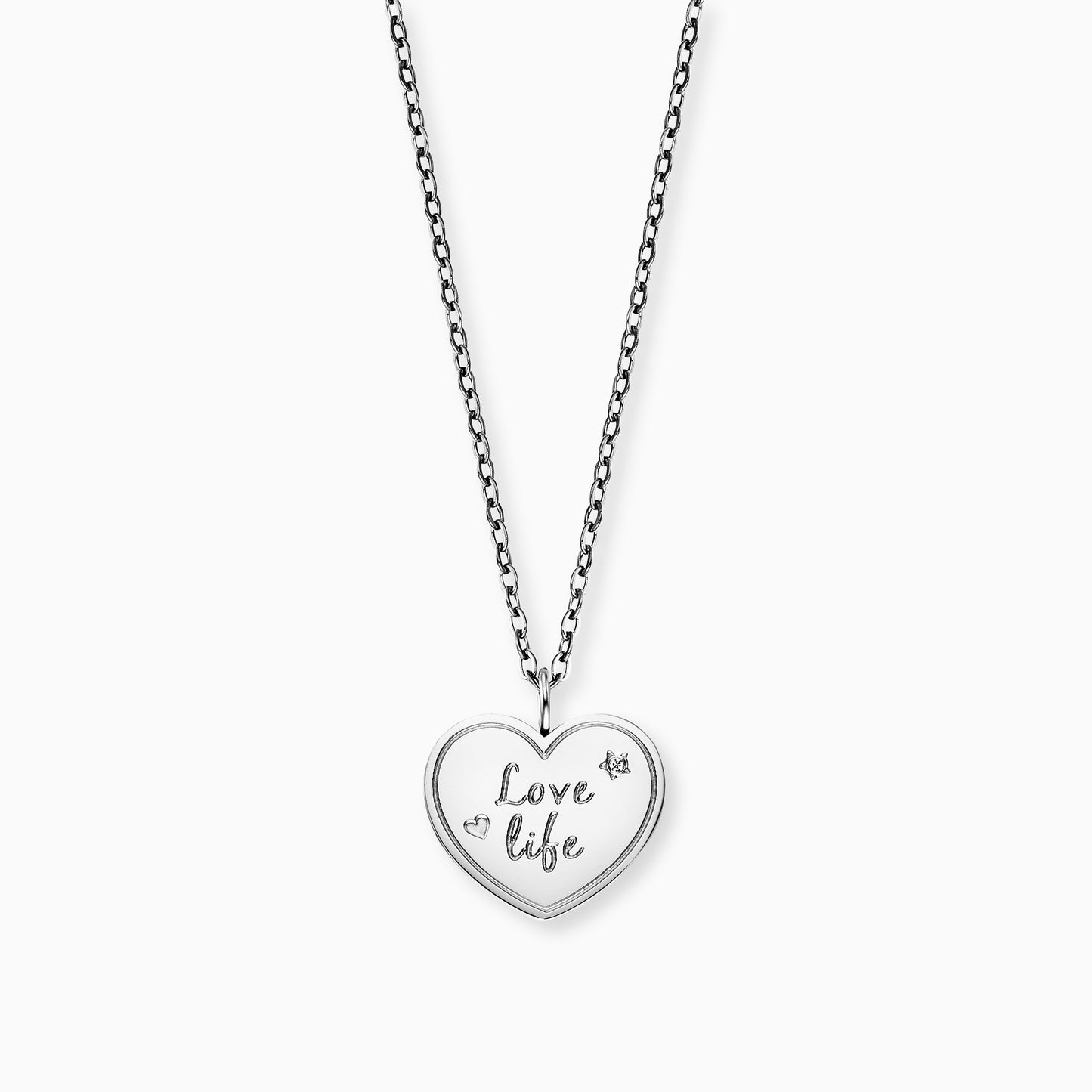 Greeting card Love with necklace stainless steel silver