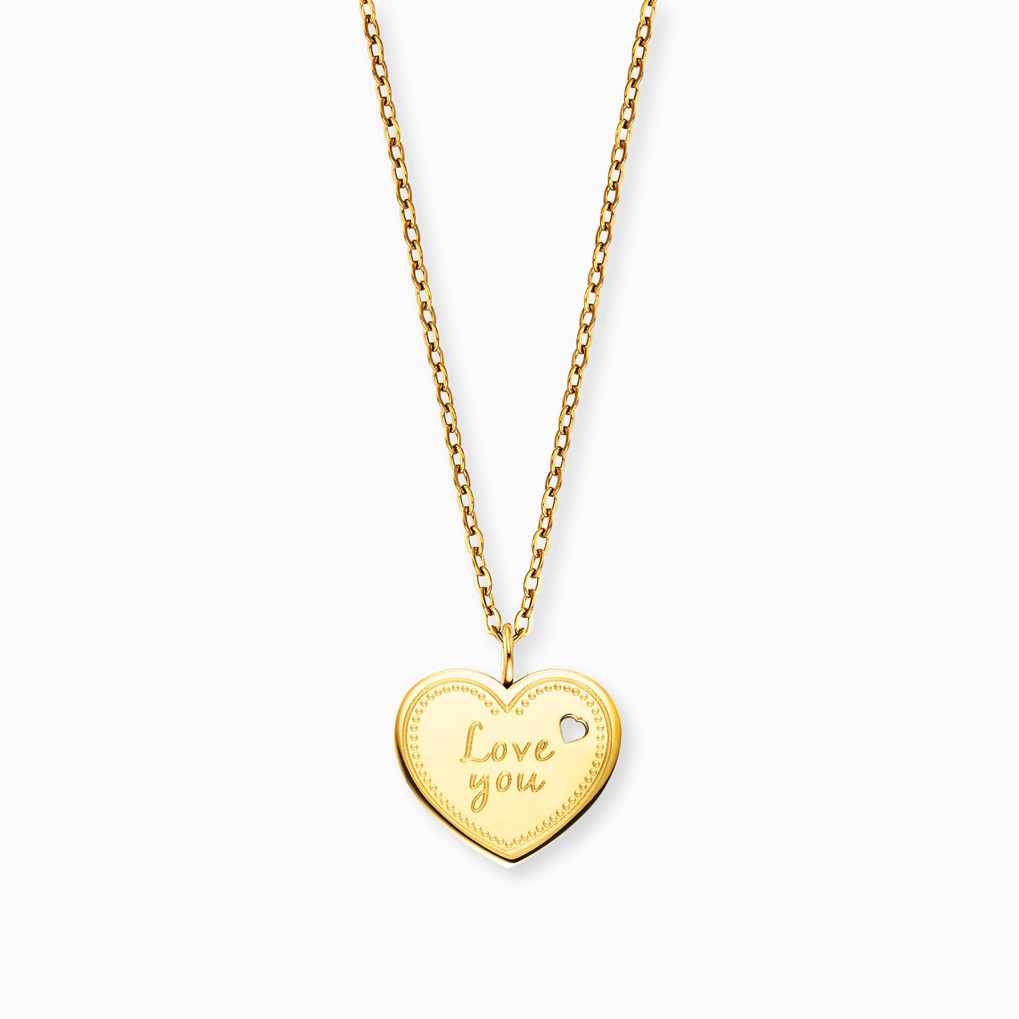 Greeting card Love You with necklace stainless steel gold